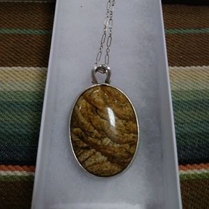 Sterling/picture jasper necklace